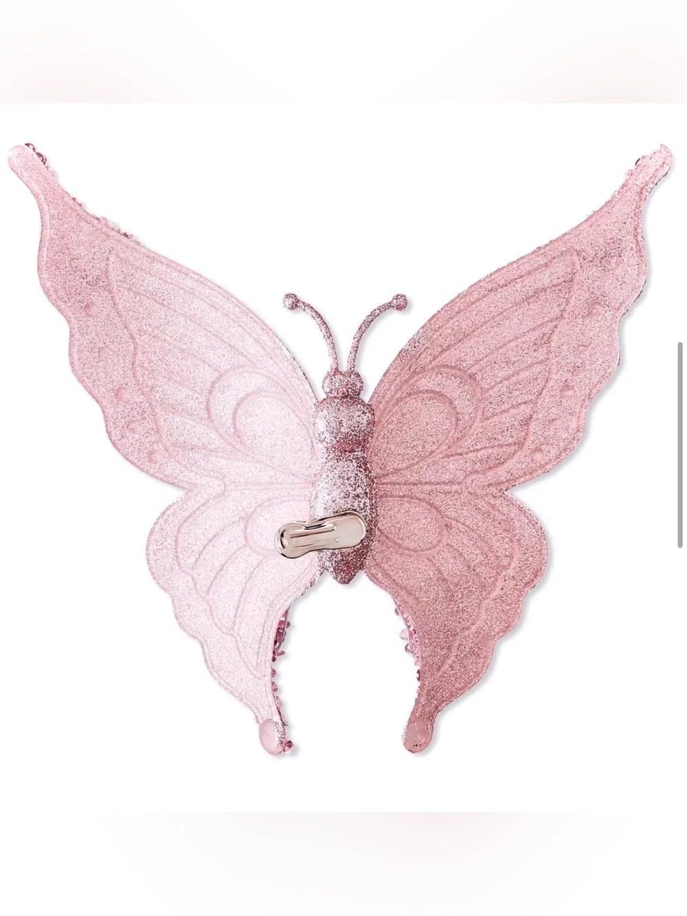 7ct Glitter Pink Butterfly Decorative Christmas Clip Tree Ornament